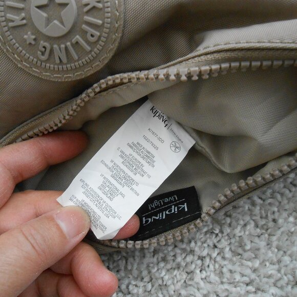 Kipling Nylon Beige Tan Crossbody Bag Should Bag 6.5"x9.5"x2.75" No monkey - Picture 12 of 13